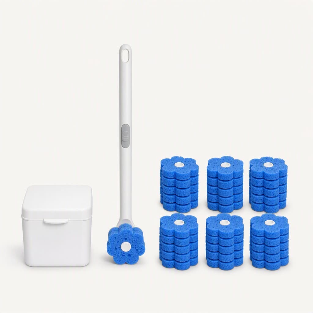 clowand disposable toilet brush wand and caddy
